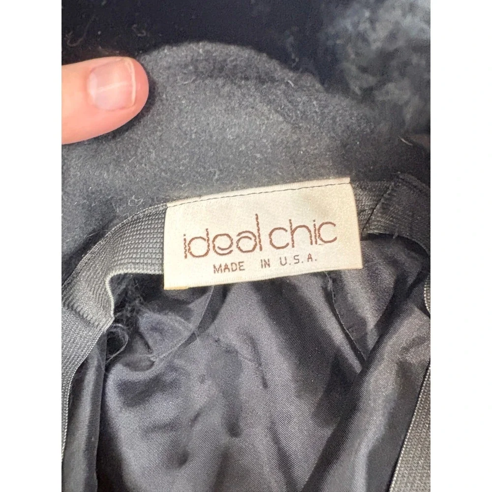 Ideal‎ Chic Vintage Black Faux Fur Trim Bucket Hat Cloche Winter Made in USA